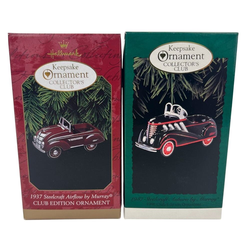Hallmark Ornament Kiddie Car & Steelcraft Airflow Murray Airplane 1996/1997 NOS